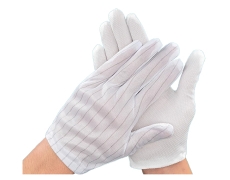 米泉防静电条纹手套  防静电点塑手套